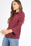 Wine Polkadot Button Down Shirt