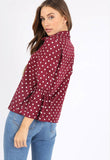 Wine Polkadot Button Down Shirt