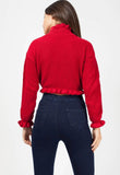 Red Ruffle Detail Cropped Knitted Jumper