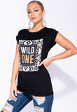 Black Snake Print Wild One Longline T Shirt