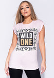 Pink Snake Print Wild One Longline T Shirt