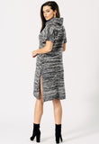 Grey Marl Roll Neck Knitted Midi Dress