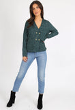 Green Polkadot Double Button Front Blouse