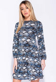 Snake Print Puff Sleeve Shift MIni Dress