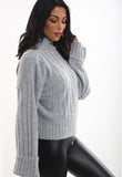 Grey Turtle Neck Knitted Jumper