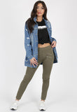 Khaki Front Zip Detail Jeggings