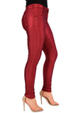 Wine Shiny High Waisted Jeans