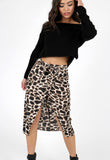 Leopard Print Self Tie Wrap Skirt