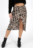 Leopard Print Self Tie Wrap Skirt