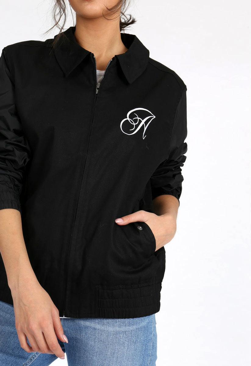 Black Embroidered Zip Up Jacket