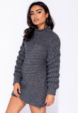 Charcoal High Neck Full Sleeve Jumper Dress