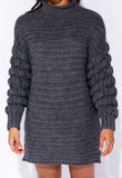 Charcoal High Neck Full Sleeve Jumper Dress