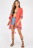 Paisley Border Print Kimono With Tassels