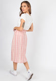 Stripe Cotton Paperbag Waist Midi Skirt