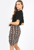 Snake Print Self Fabric Belt Wrap Skirt