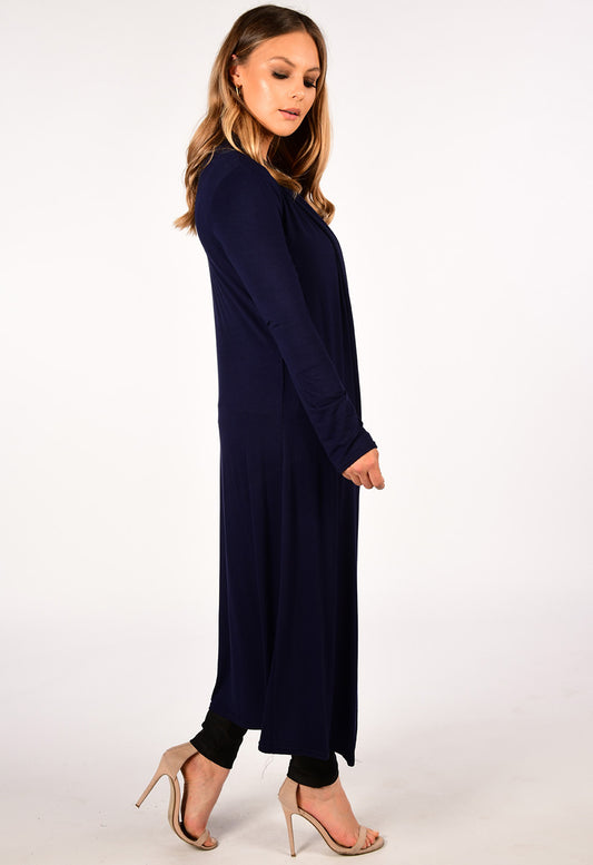 Navy Lightweight Long Sleeve Duster Cardigan Jacket