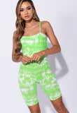 Neon Green Tie Dye Cycling Unitard Playsuit