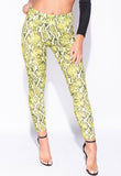 Neon Green Snake Print High Waisted Leggings