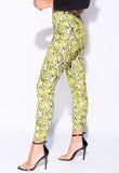 Neon Green Snake Print High Waisted Leggings