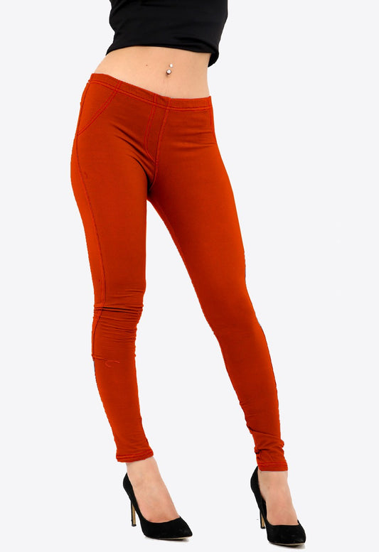 Rust Stretchy Denim Jeggings