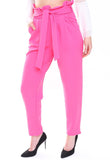 Fuchsia Pleated Cigarette Paperbag Trousers