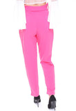 Fuchsia Pleated Cigarette Paperbag Trousers