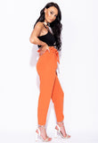 Orange Pleated Cigarette Paperbag Trousers