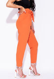 Orange Pleated Cigarette Paperbag Trousers