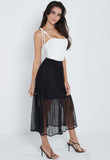 Black Spot Mesh Layered Midaxi Skirt