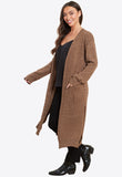 Mocha Midi Split Hem 2 Pocket Knitted Cardigan