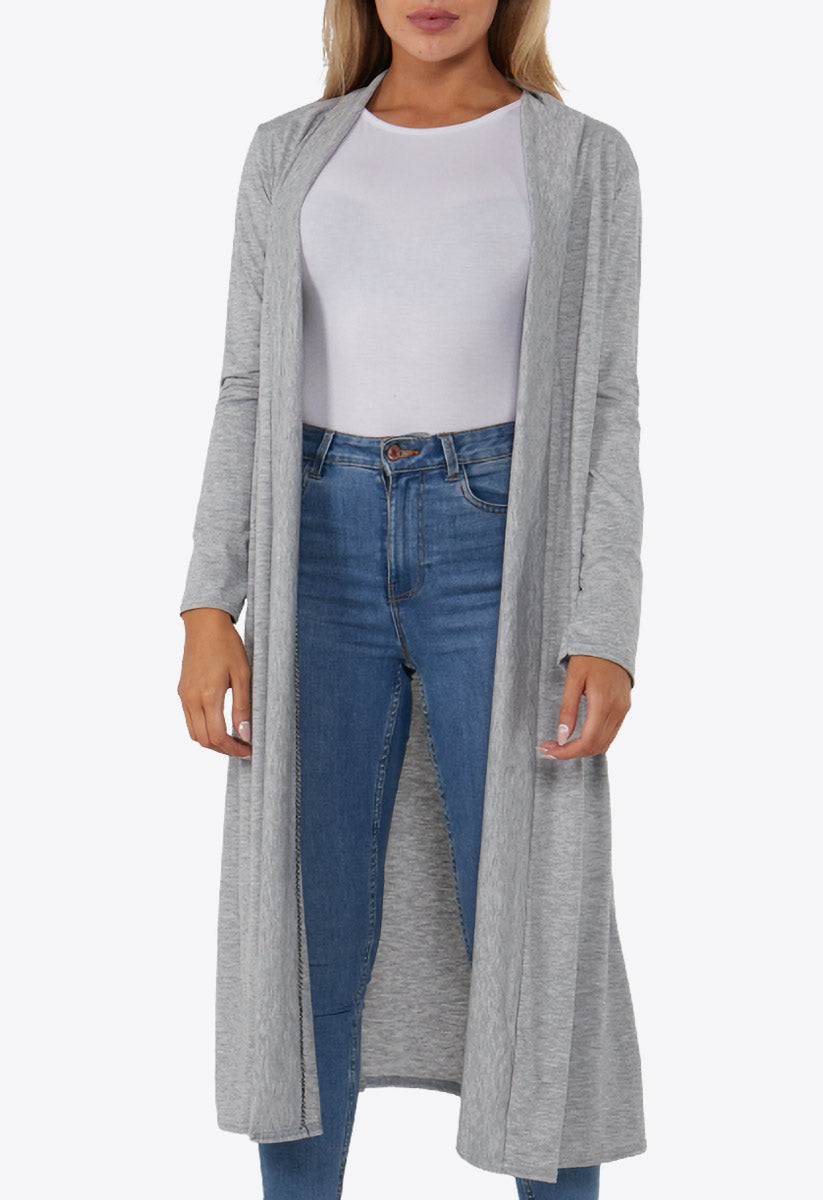 Grey Lightweight Long Sleeve Duster Jacket