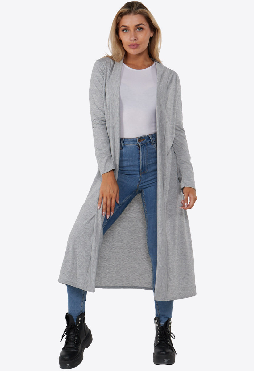 Grey Lightweight Long Sleeve Duster Jacket