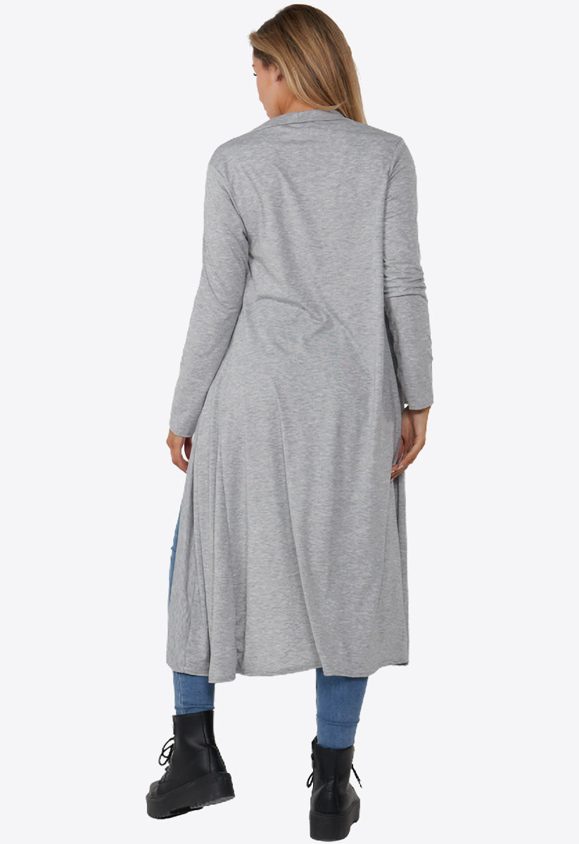 Grey Lightweight Long Sleeve Duster Jacket