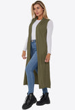 Khaki Lightweight Sleeveless Duster Jacket