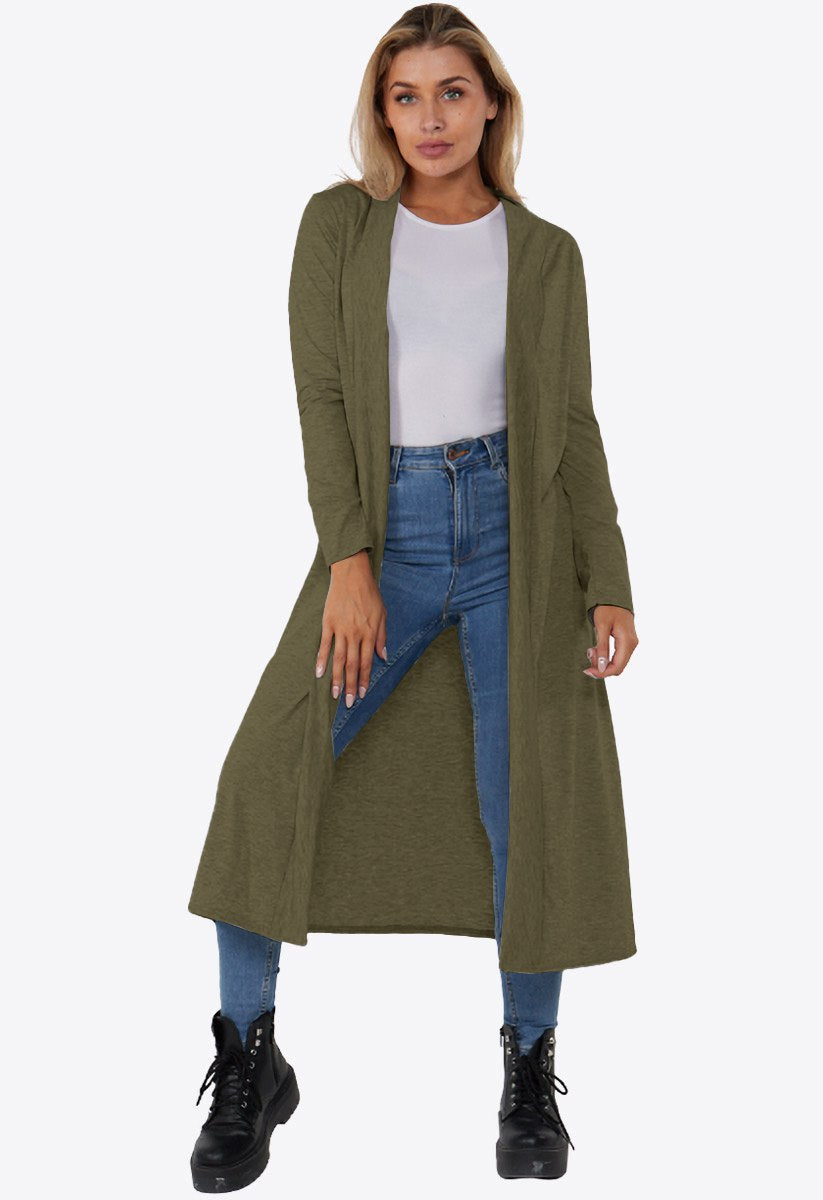 Khaki Lightweight Long Sleeve Duster Jacket