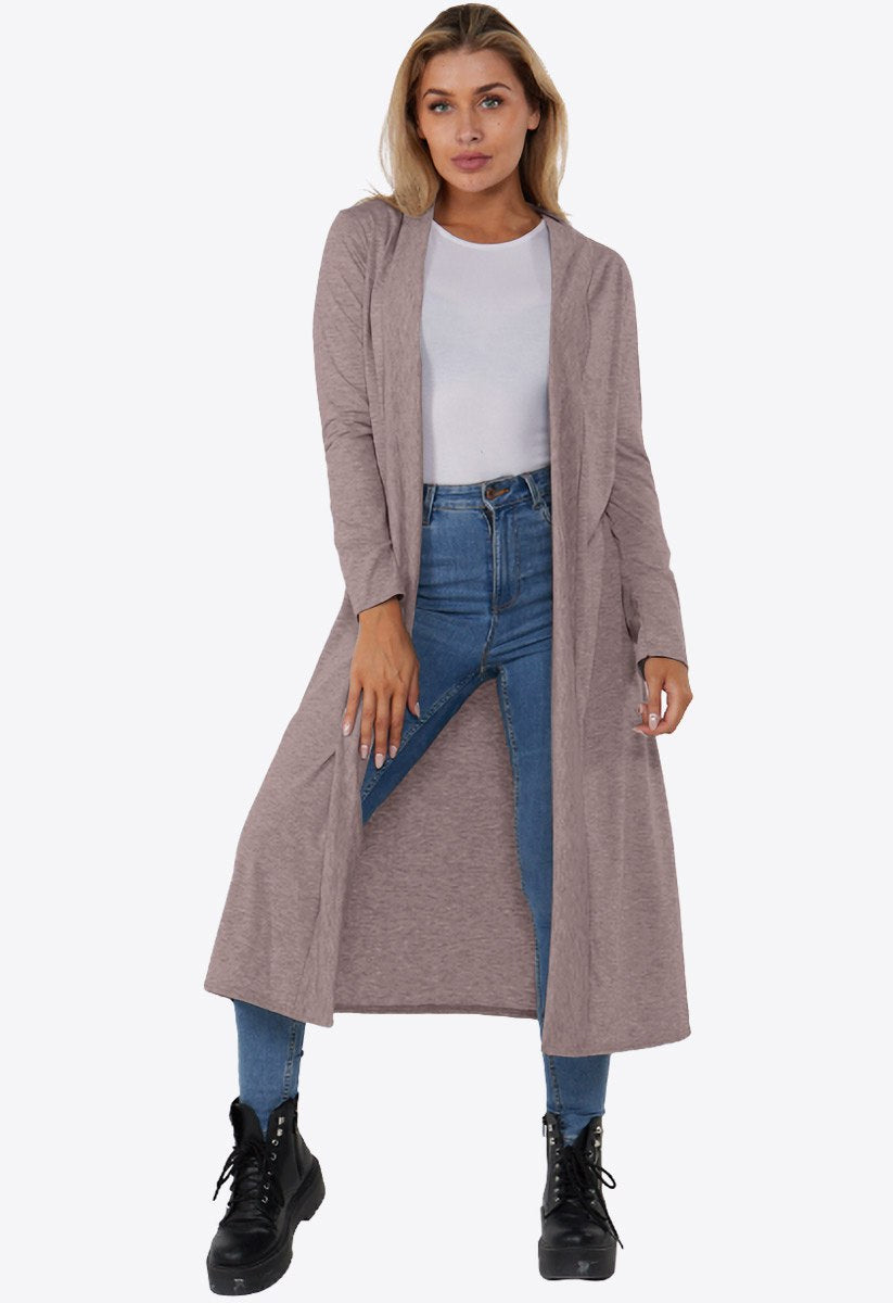 Mocha Lightweight Long Sleeve Duster Jacket